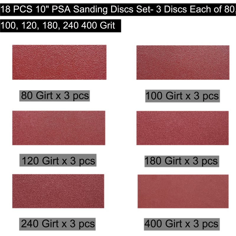 SACKORANGE 18 PCS 10 Inch PSA Sanding Discs Set - 80, 100, 120, 180, 240 400 Grit Sander Discs -10" Aluminum Oxide Sandpaper Discs with PSA Self Adhesive for Drywall, Floor, Woodworking, Auto Power Sander - Image 2